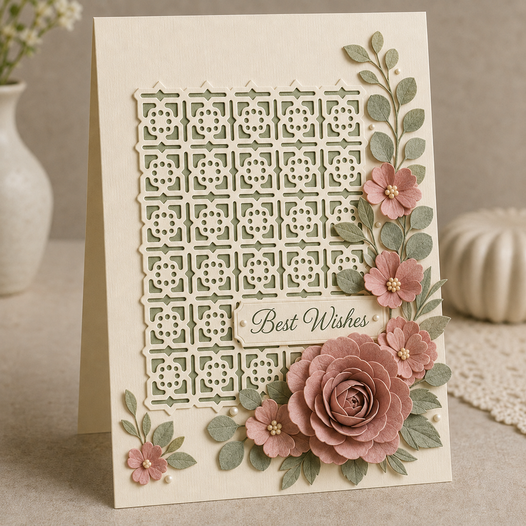 Geometric Tile Background and Border Metal Cutting Dies Set for Card Making Scrapbooking