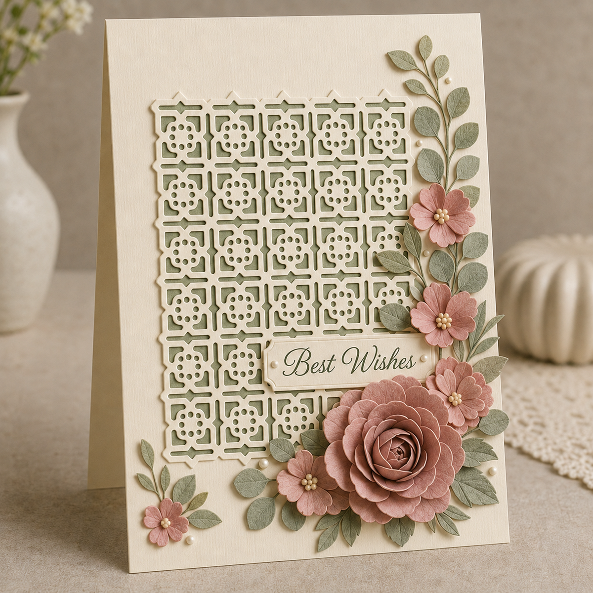 Geometric Tile Background and Border Metal Cutting Dies Set for Card Making Scrapbooking