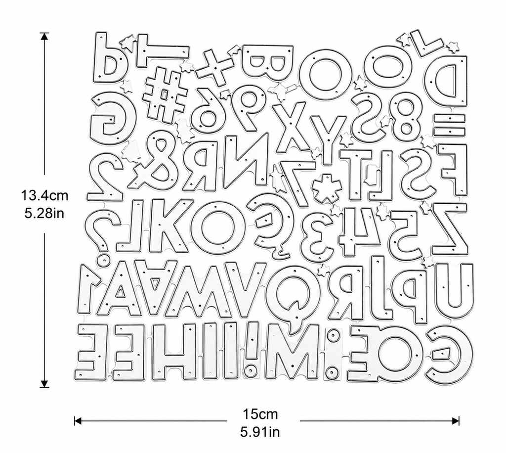 Alphabet and Number Background Metal Cutting Die for Card Making Scrapbooking and Mixed Media Crafts