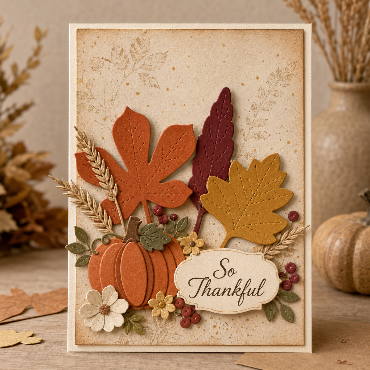 Autumn Leaves and Poinsettia Metal Cutting Dies Set for Card Making Scrapbooking and Seasonal Crafts