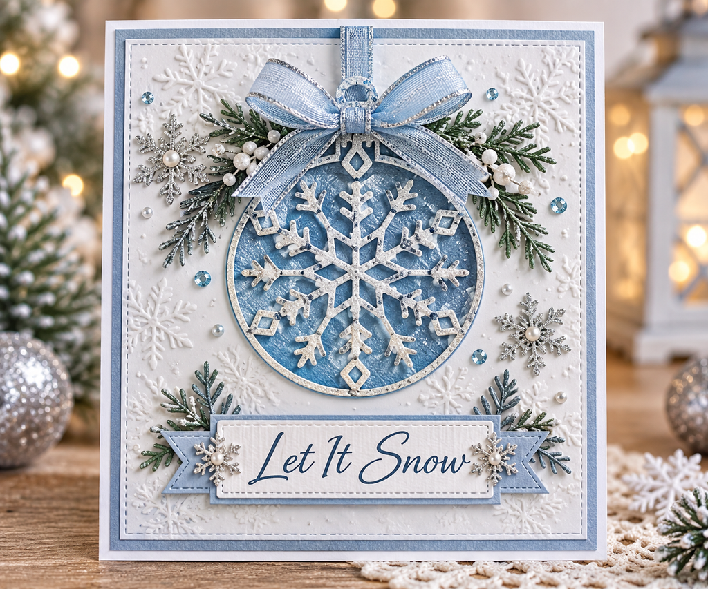 Christmas Ornament Metal Cutting Dies Set with Snowflake Joy and Tree for Card Making