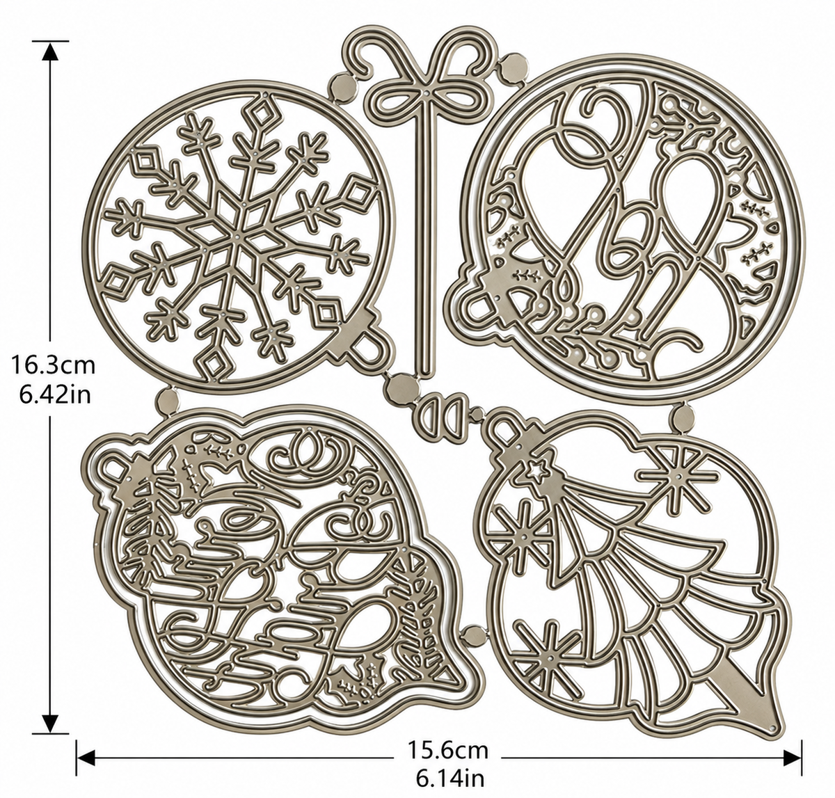Christmas Ornament Metal Cutting Dies Set with Snowflake Joy and Tree for Card Making