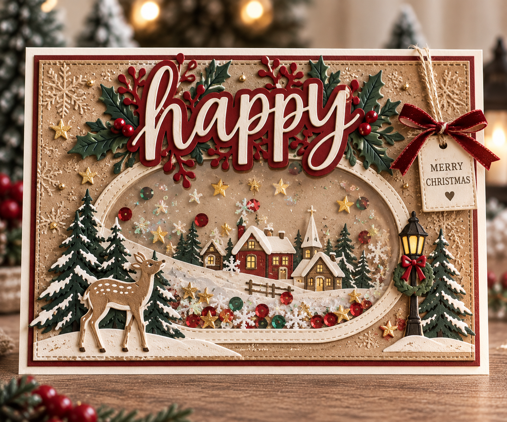 Christmas Word and Foliage Metal Cutting Dies Set for Holiday Card Making