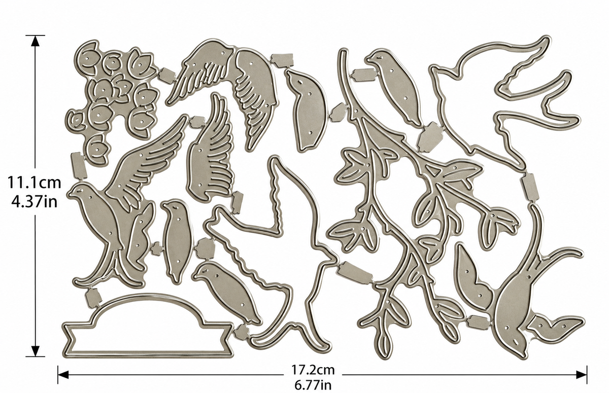 Flying Bird and Floral Branch Metal Cutting Dies Set with Banner for Card Making