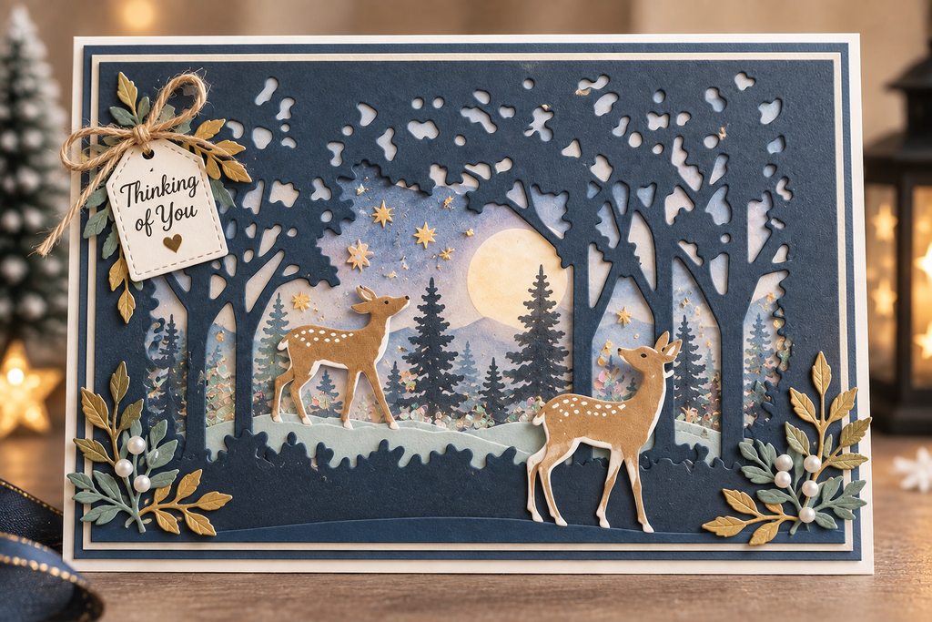 Woodland Deer and Forest Frame Metal Cutting Dies Set for Card Making