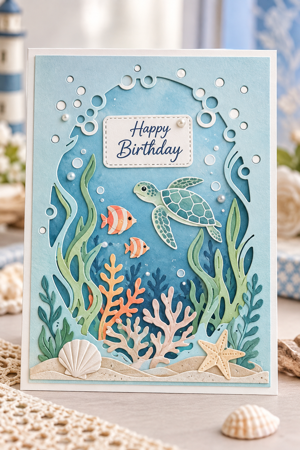 Underwater Frame and Sea Life Metal Cutting Dies Set for Card Making