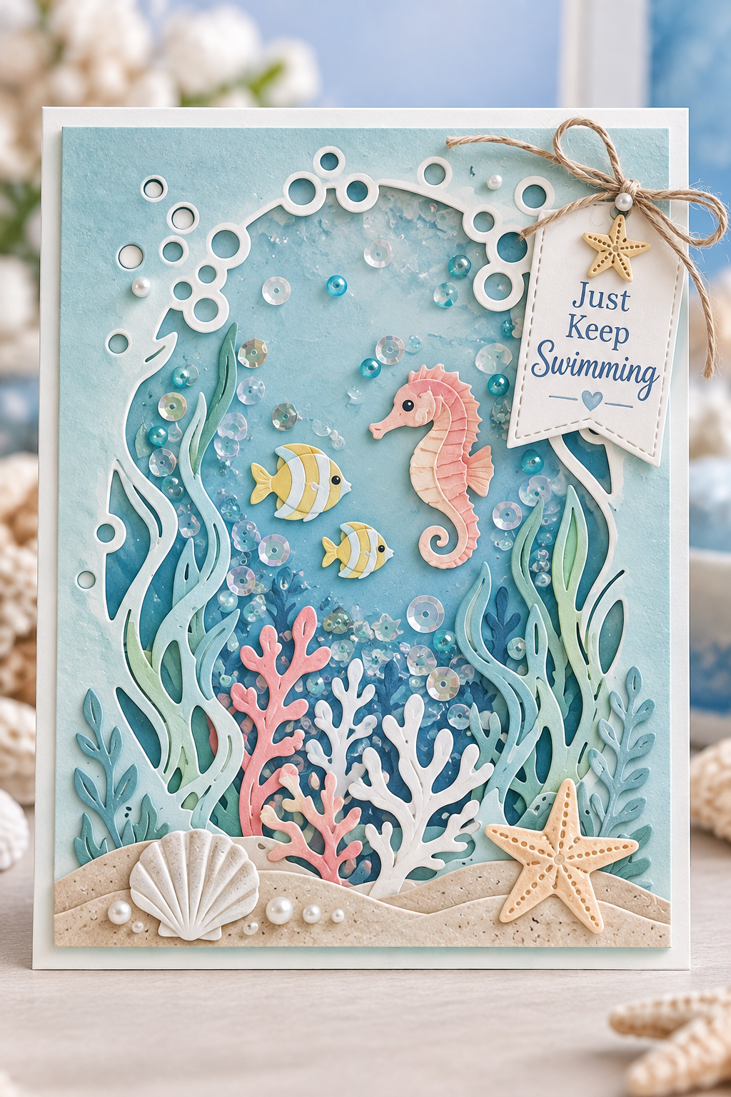 Underwater Frame and Sea Life Metal Cutting Dies Set for Card Making