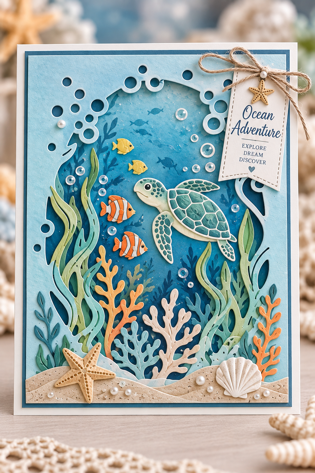 Underwater Frame and Sea Life Metal Cutting Dies Set for Card Making