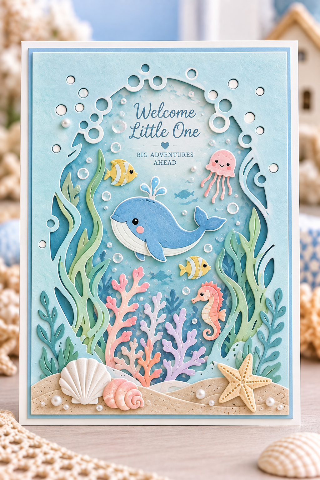 Underwater Frame and Sea Life Metal Cutting Dies Set for Card Making
