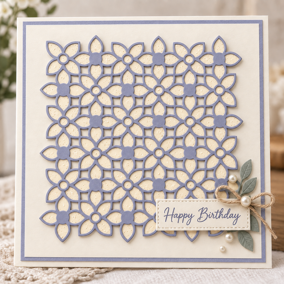 Floral Lattice Background Metal Cutting Die for Card Making Scrapbooking and Birthday Crafts