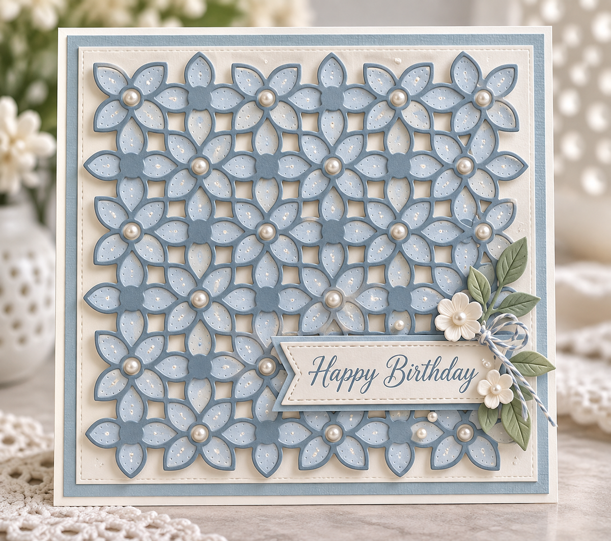 Floral Lattice Background Metal Cutting Die for Card Making Scrapbooking and Birthday Crafts