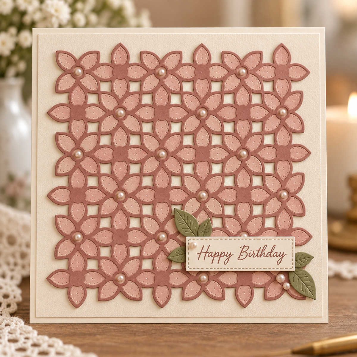 Floral Lattice Background Metal Cutting Die for Card Making Scrapbooking and Birthday Crafts