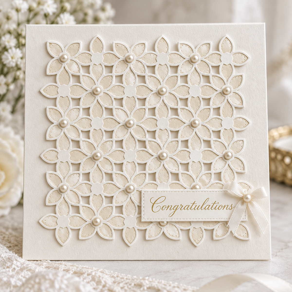 Floral Lattice Background Metal Cutting Die for Card Making Scrapbooking and Birthday Crafts