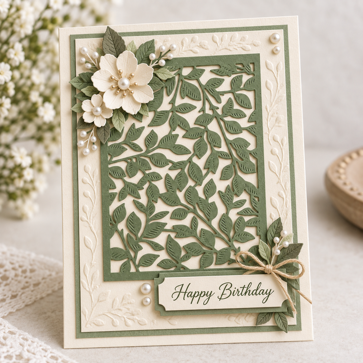Leaf and Floral Background Metal Cutting Dies Set for Card Making and Botanical Paper Crafts