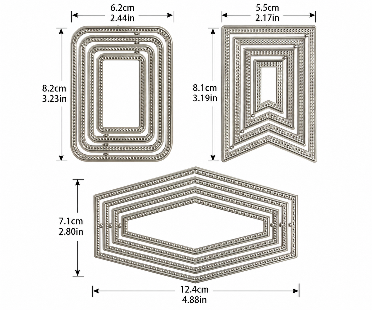 Nested Rectangle Banner and Hexagon Label Metal Cutting Dies Set for Card Making