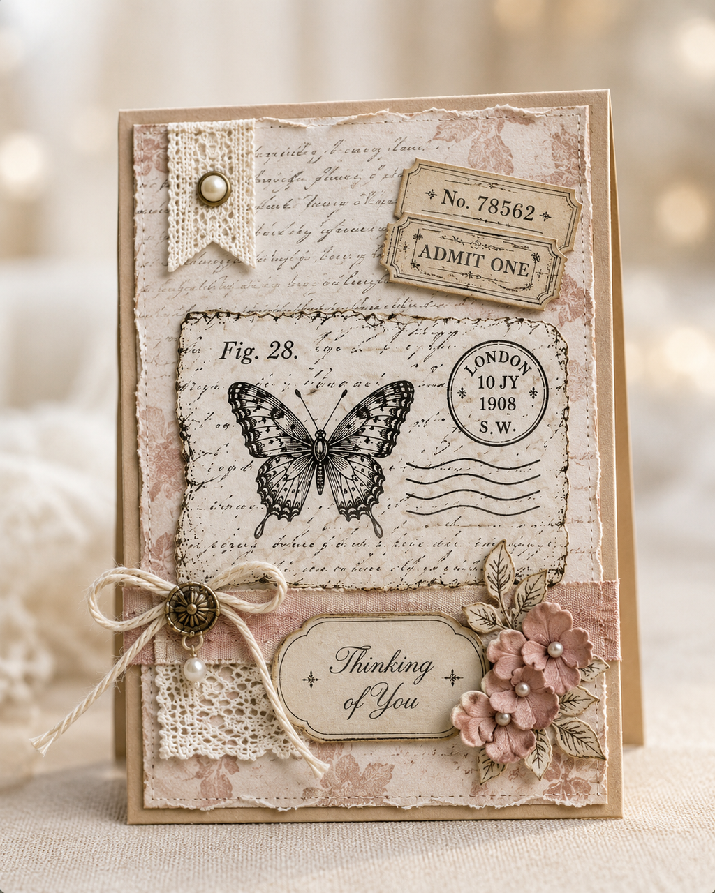 Vintage Ephemera Clear Stamp Set 14 x 14 cm Paris Postcard Ticket Silicone Stamps
