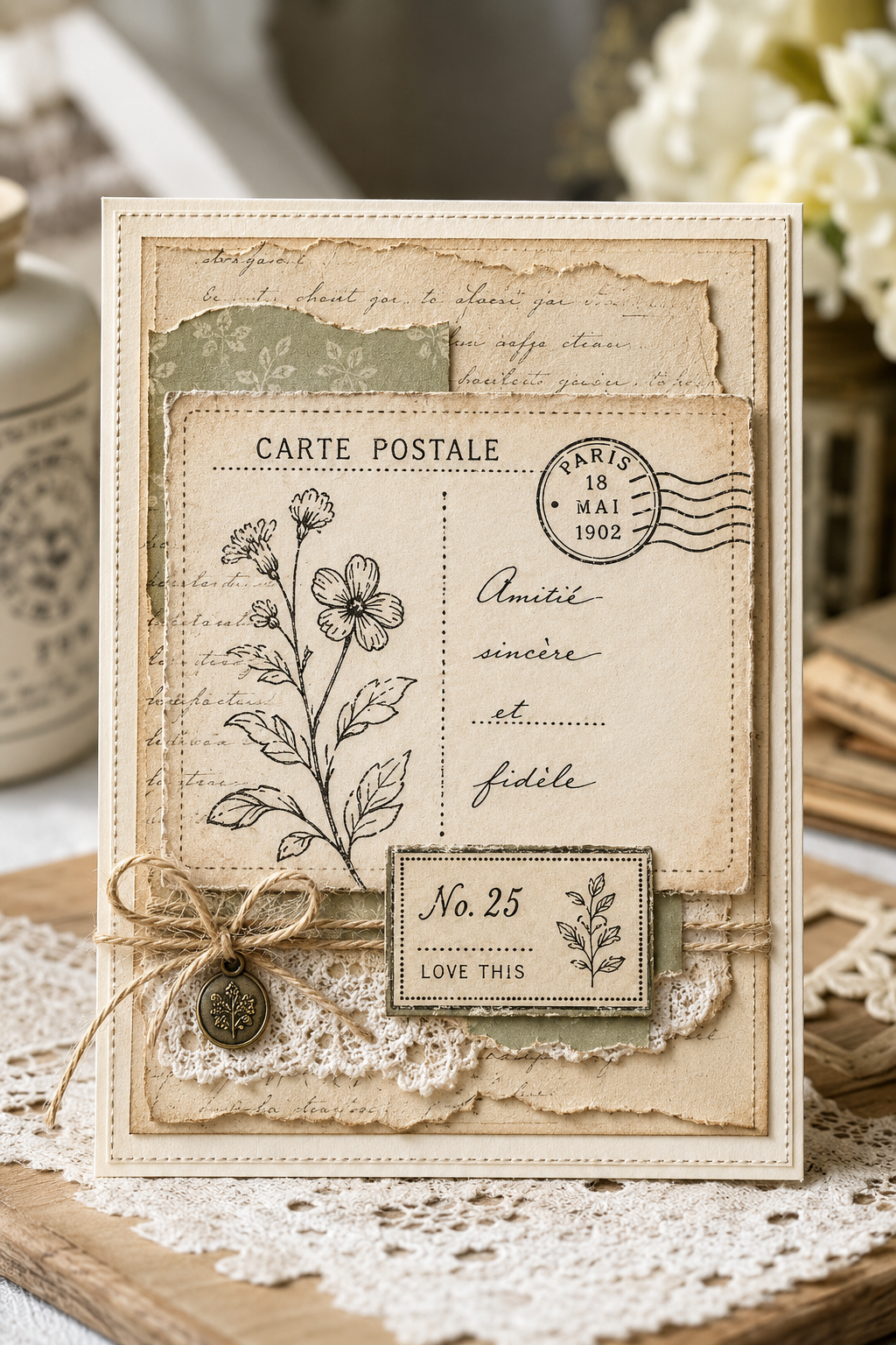 Vintage Label and Postmark Clear Stamp Set 14 x 14 cm Journal Silicone Stamps
