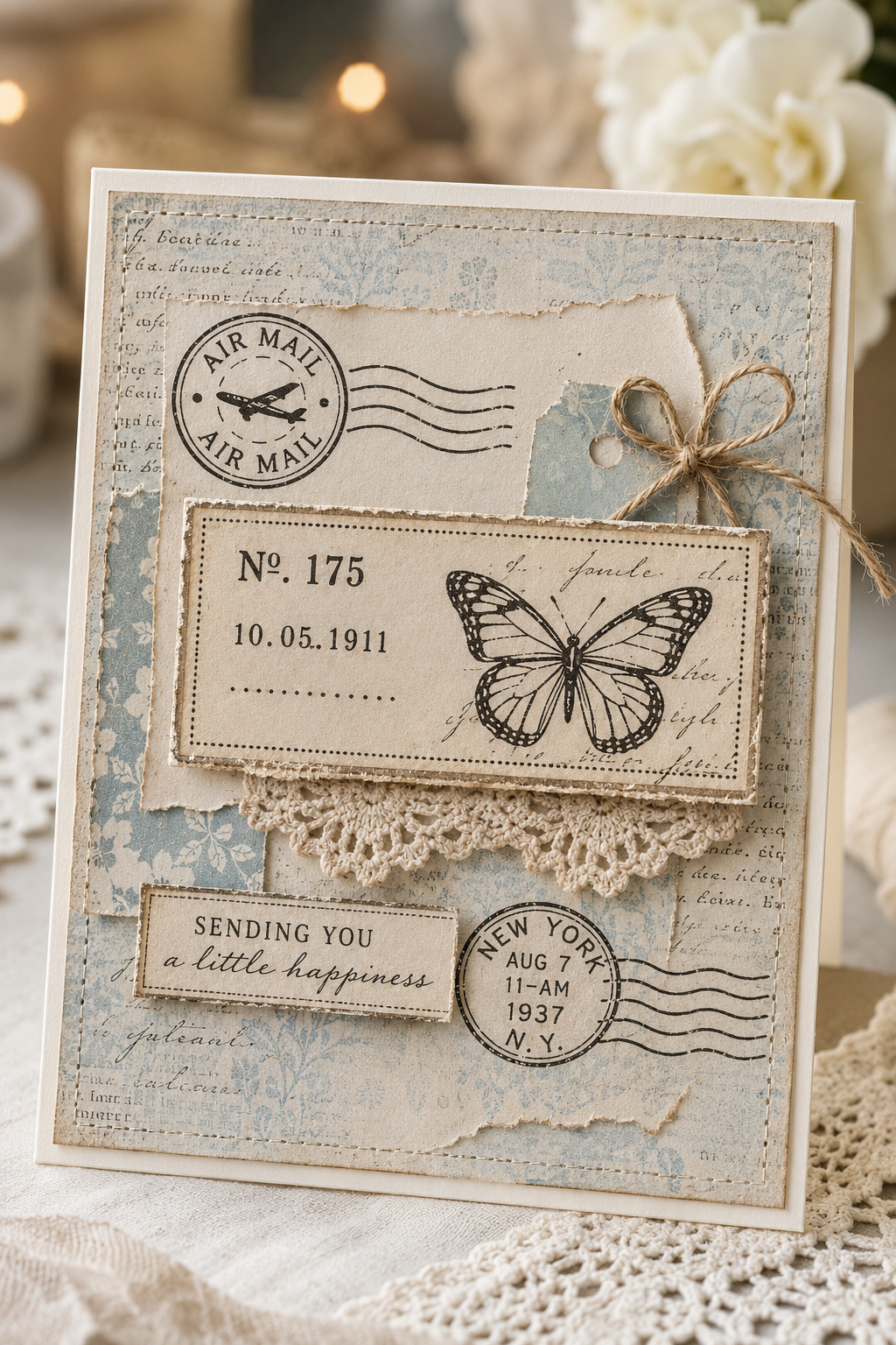 Vintage Label and Postmark Clear Stamp Set 14 x 14 cm Journal Silicone Stamps