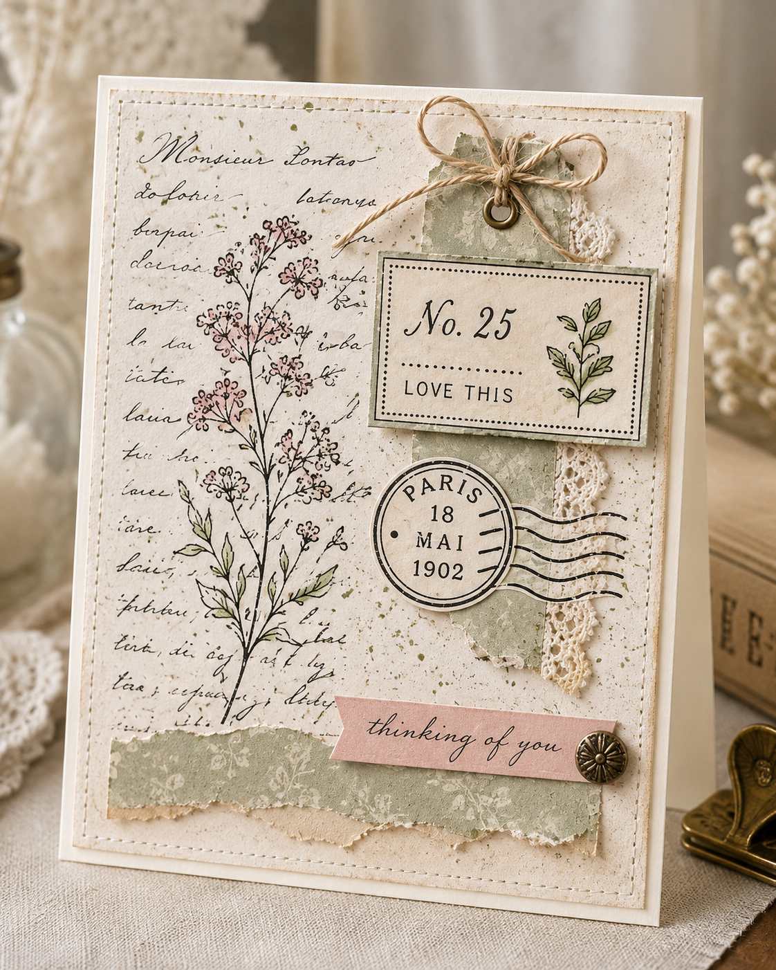 Vintage Label and Postmark Clear Stamp Set 14 x 14 cm Journal Silicone Stamps