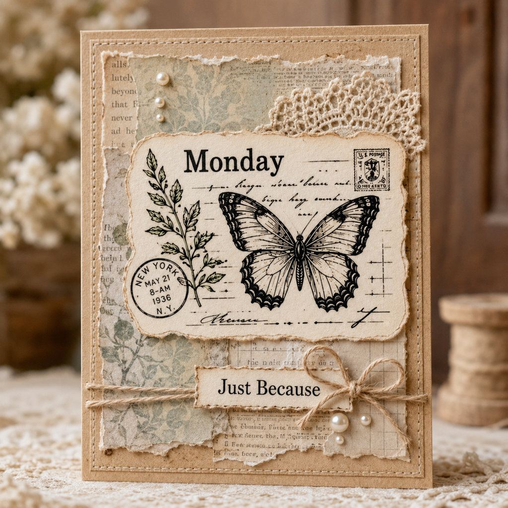 Butterfly Week Clear Stamp Set 14 x 14 cm Daily Journal Silicone Stamps