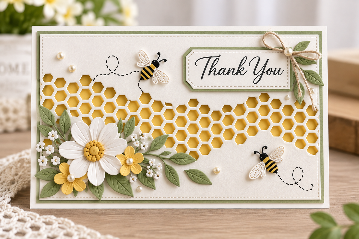 Honeycomb Border Metal Cutting Die for Bee Cards Scrapbooking and Spring Paper Crafts