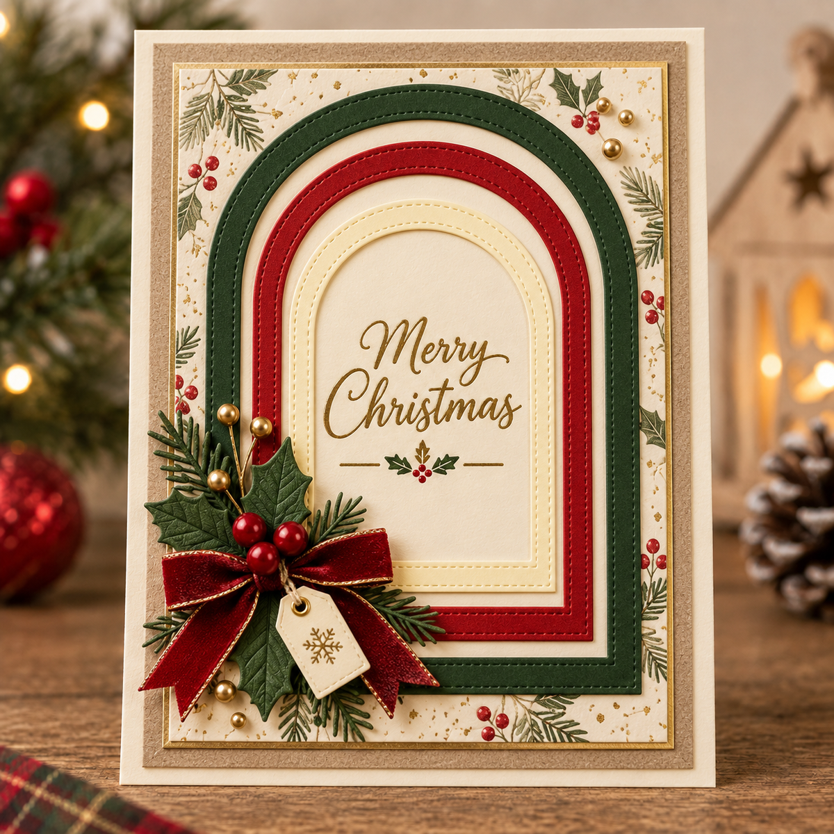 Nested Arch Frame Metal Cutting Dies Set for Christmas Cards Scrapbooking and Layered Paper Crafts