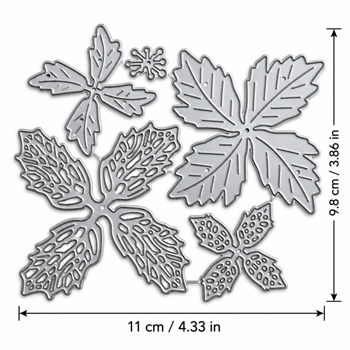 Poinsettia and Holly Leaves Metal Cutting Dies Set for Christmas Card Making and Scrapbooking