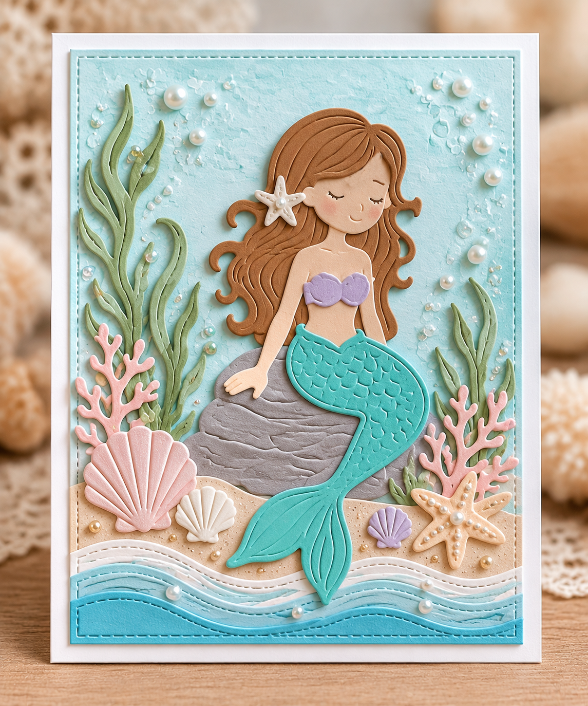Mermaid and Ocean Waves Metal Cutting Dies Set for Card Making Scrapbooking and Underwater Crafts