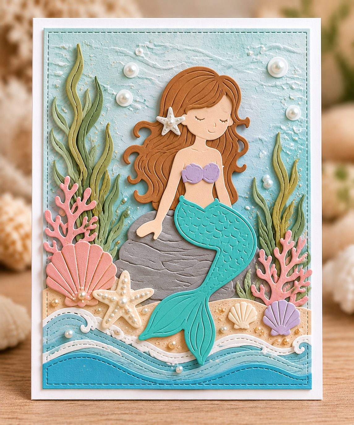 Mermaid and Ocean Waves Metal Cutting Dies Set for Card Making Scrapbooking and Underwater Crafts
