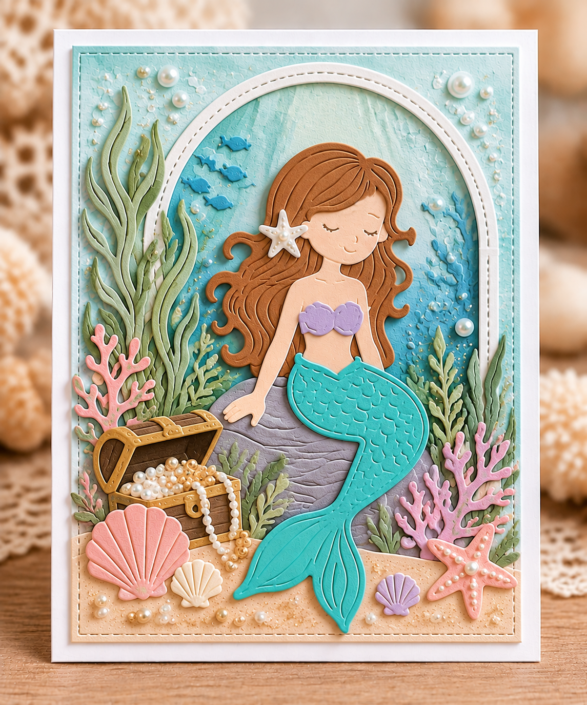 Mermaid and Ocean Waves Metal Cutting Dies Set for Card Making Scrapbooking and Underwater Crafts