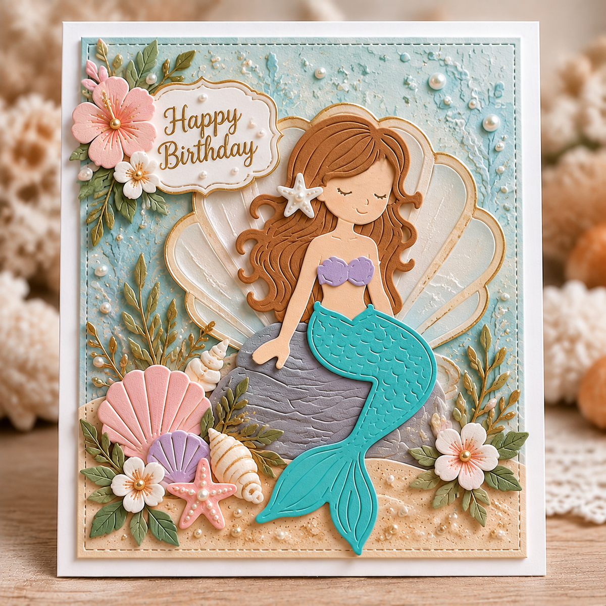 Mermaid and Ocean Waves Metal Cutting Dies Set for Card Making Scrapbooking and Underwater Crafts