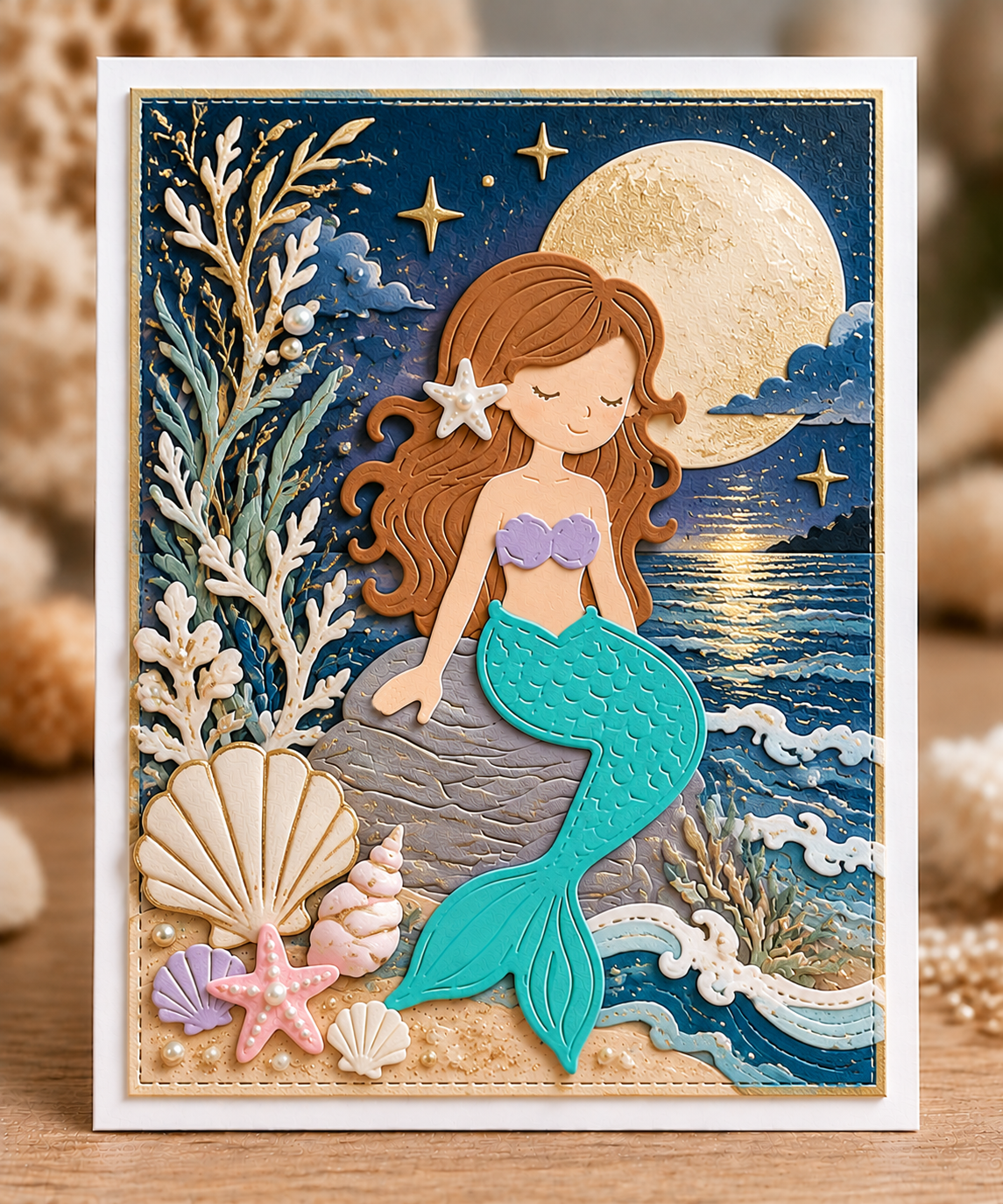 Mermaid and Ocean Waves Metal Cutting Dies Set for Card Making Scrapbooking and Underwater Crafts