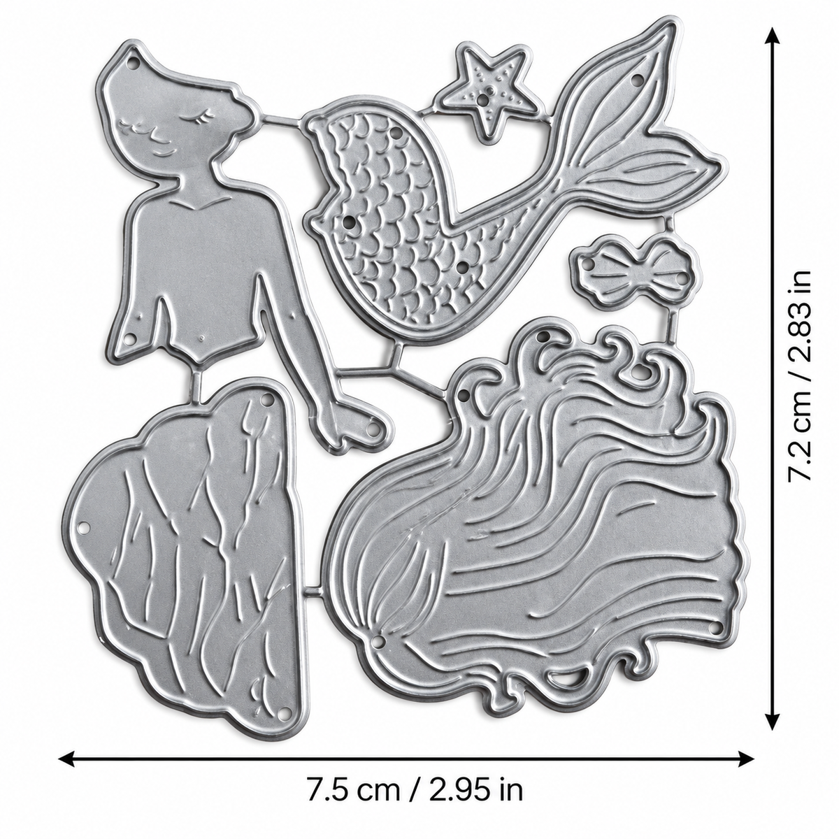 Mermaid and Ocean Waves Metal Cutting Dies Set for Card Making Scrapbooking and Underwater Crafts