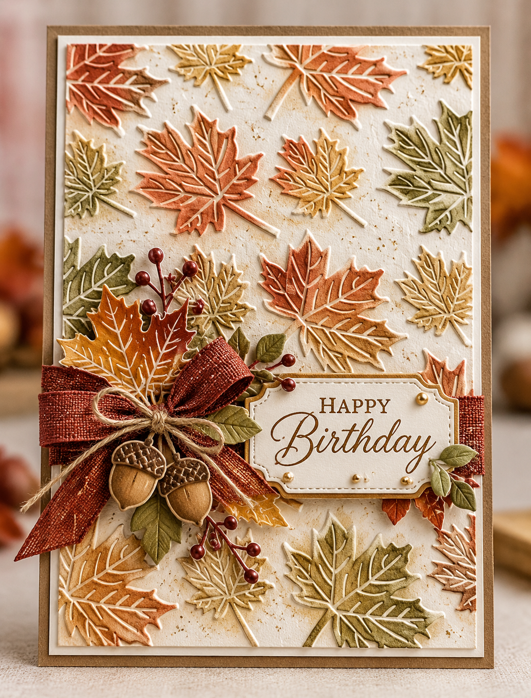 Autumn Maple Leaves Embossing Folder for Fall Card Making and Scrapbooking