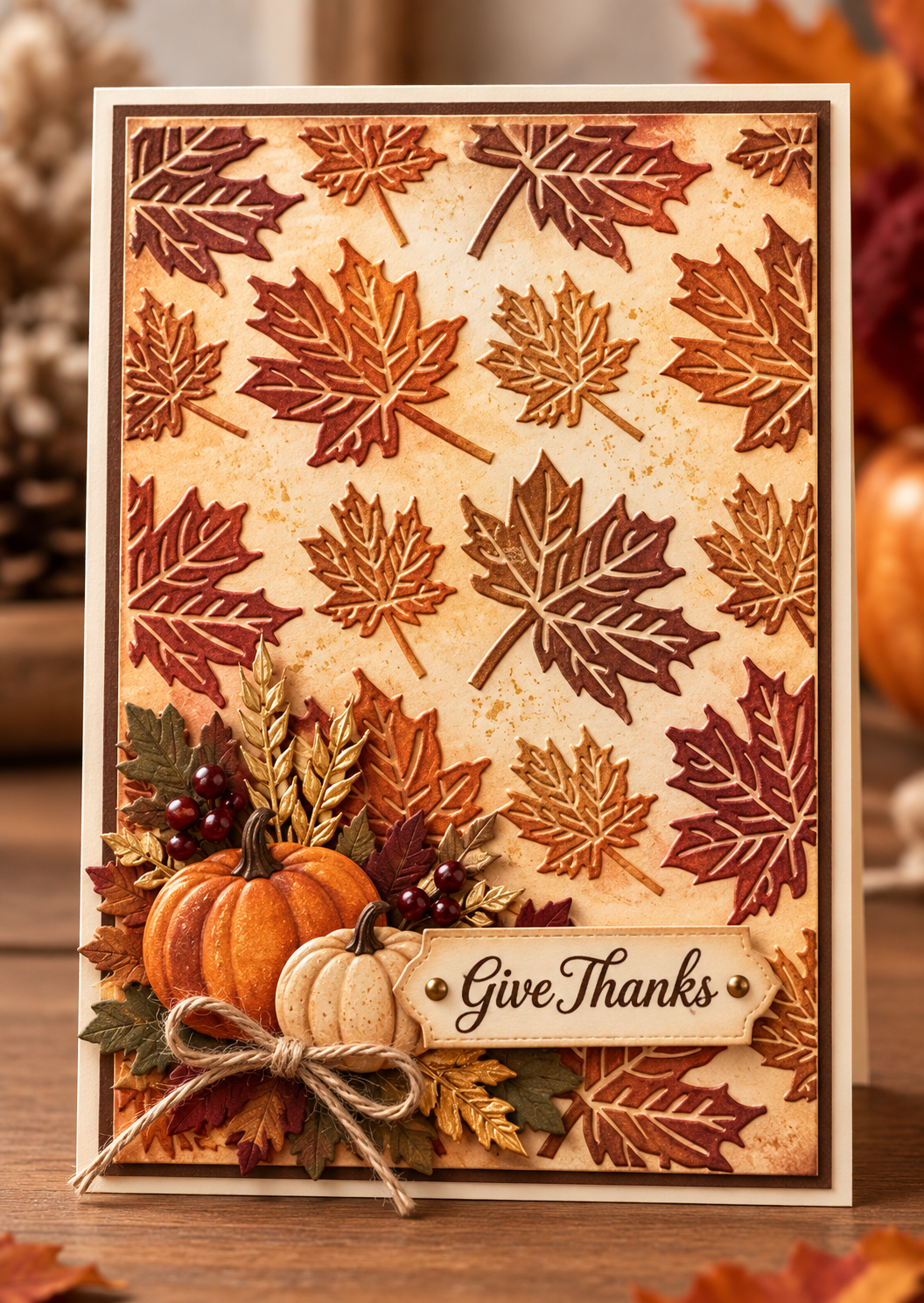 Autumn Maple Leaves Embossing Folder for Fall Card Making and Scrapbooking