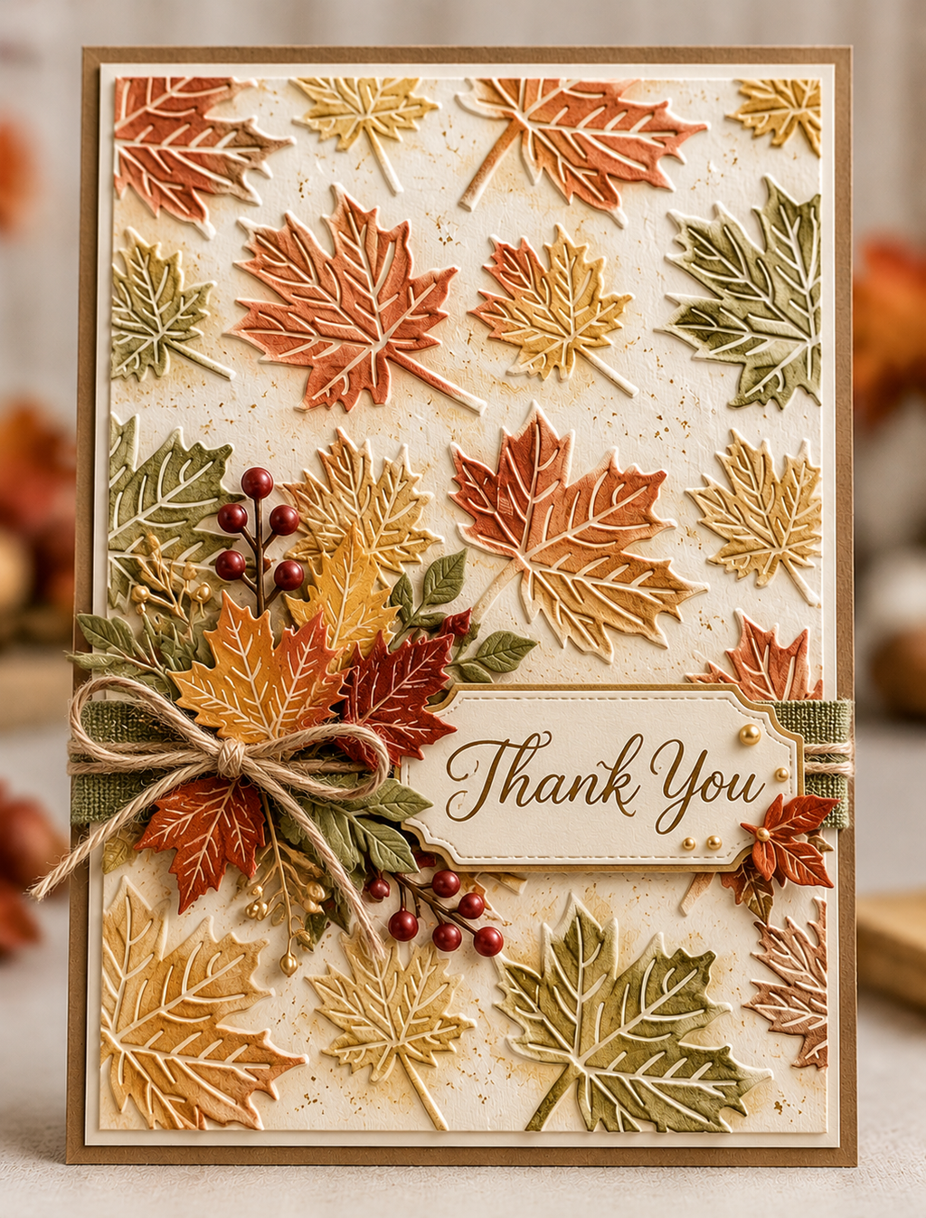 Autumn Maple Leaves Embossing Folder for Fall Card Making and Scrapbooking