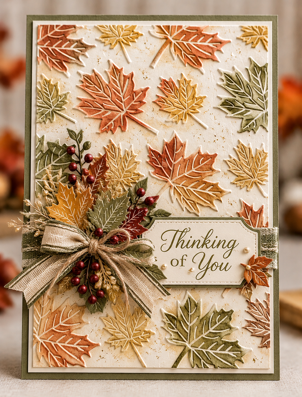 Autumn Maple Leaves Embossing Folder for Fall Card Making and Scrapbooking