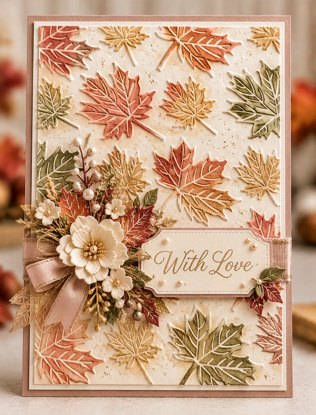 Autumn Maple Leaves Embossing Folder for Fall Card Making and Scrapbooking