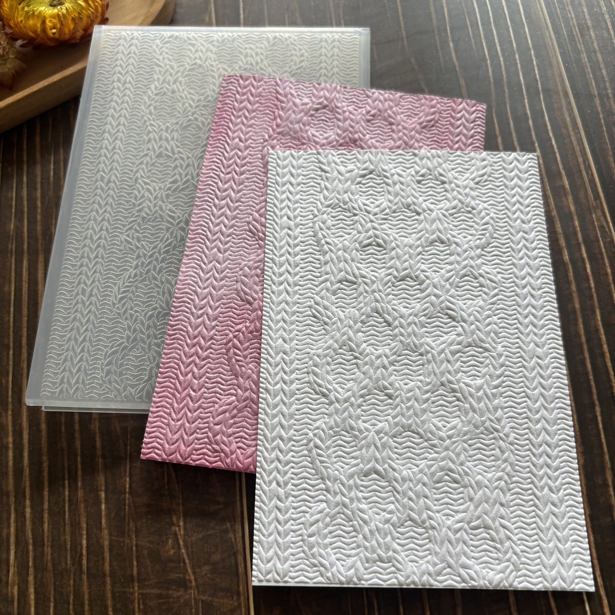 Knitted Cable Pattern Embossing Folder for Winter Christmas Card Making