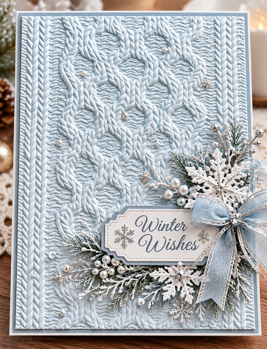 Knitted Cable Pattern Embossing Folder for Winter Christmas Card Making