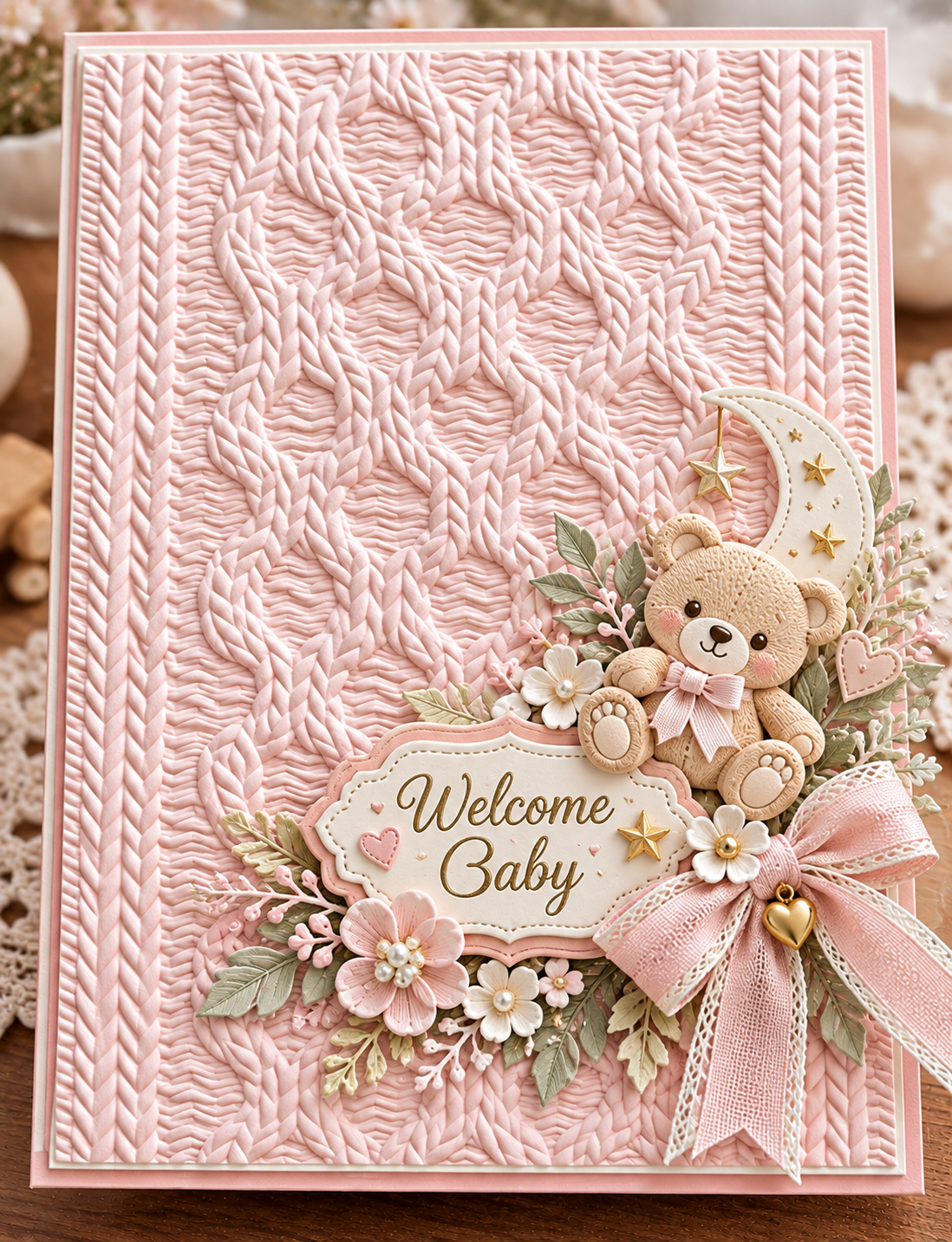 Knitted Cable Pattern Embossing Folder for Winter Christmas Card Making