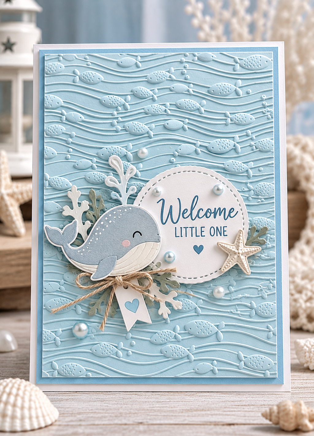 Fish and Waves Embossing Folder for Ocean Card Making and Scrapbooking