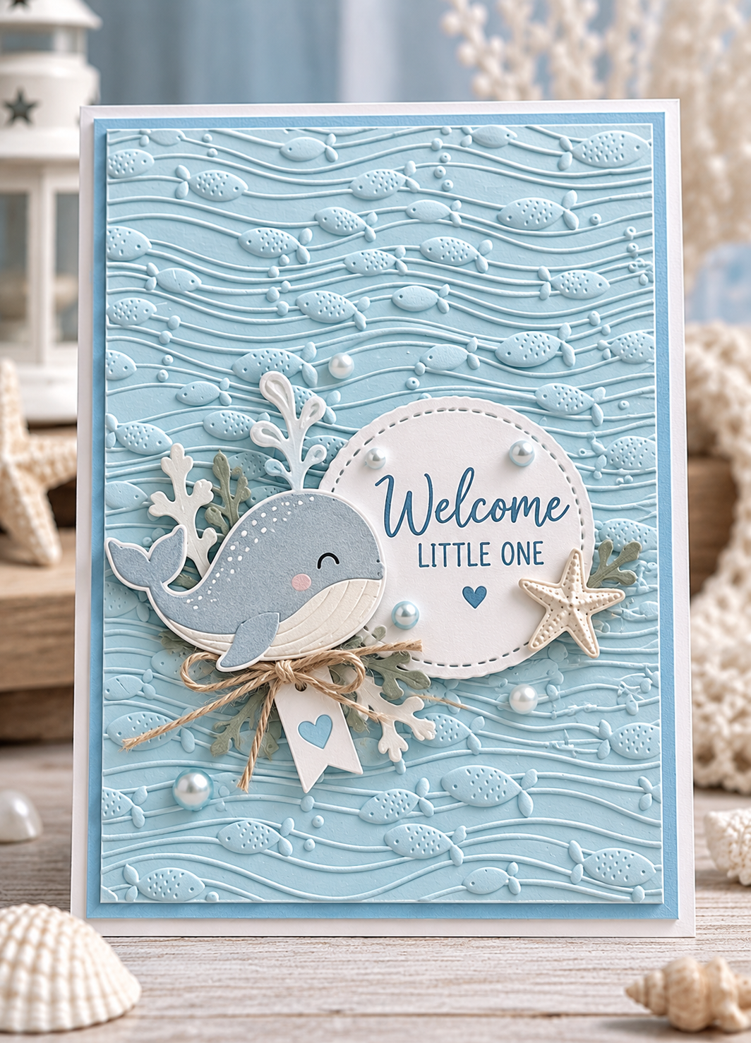 Fish and Waves Embossing Folder for Ocean Card Making and Scrapbooking