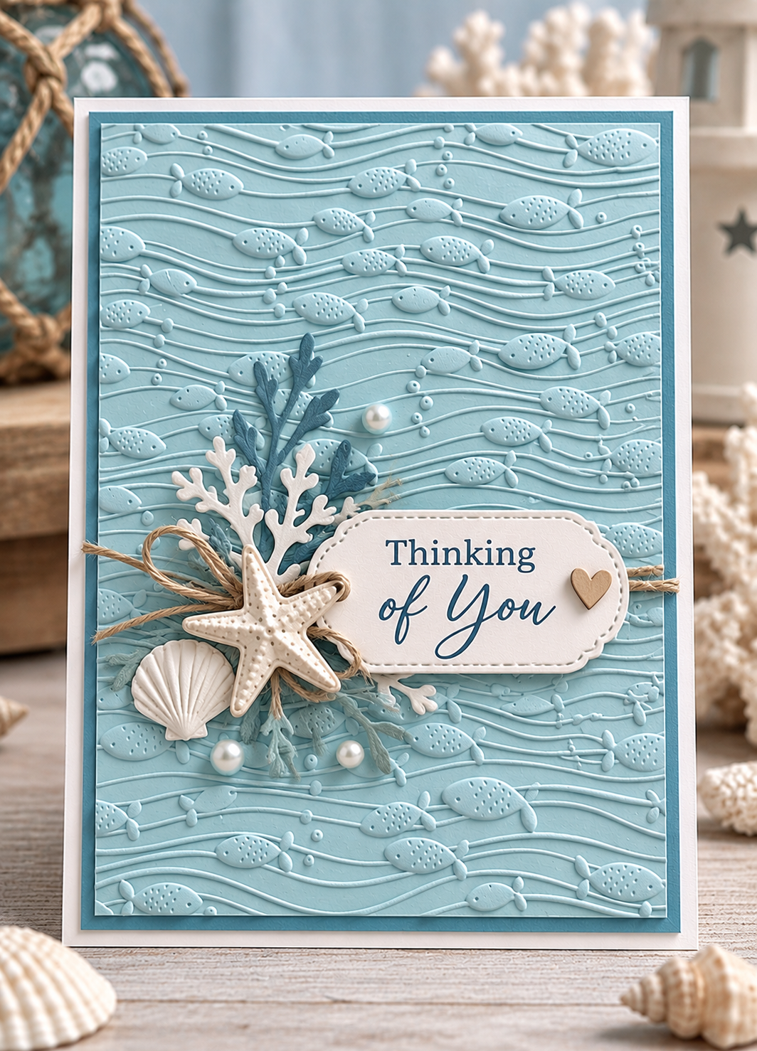 Fish and Waves Embossing Folder for Ocean Card Making and Scrapbooking