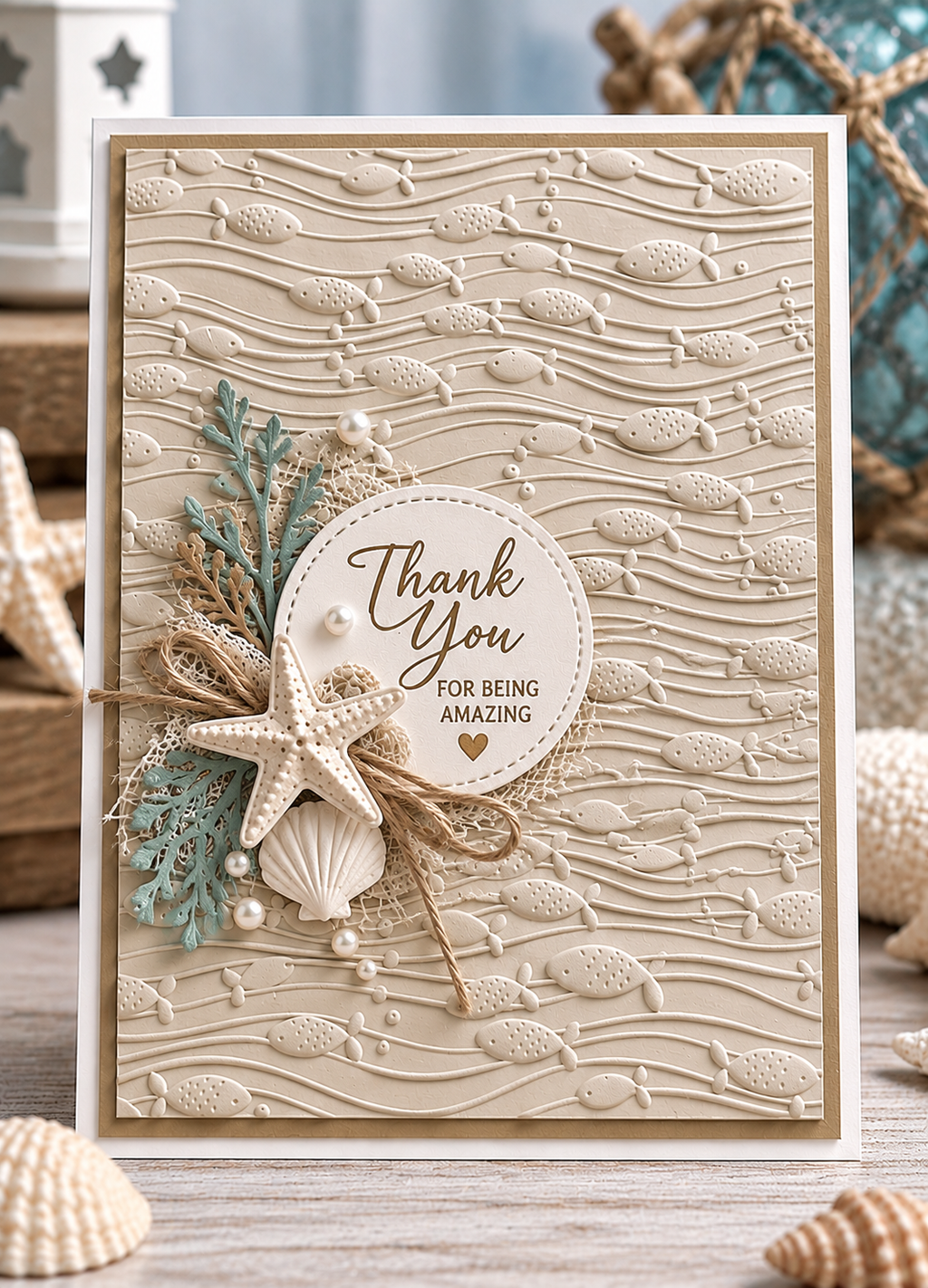 Fish and Waves Embossing Folder for Ocean Card Making and Scrapbooking