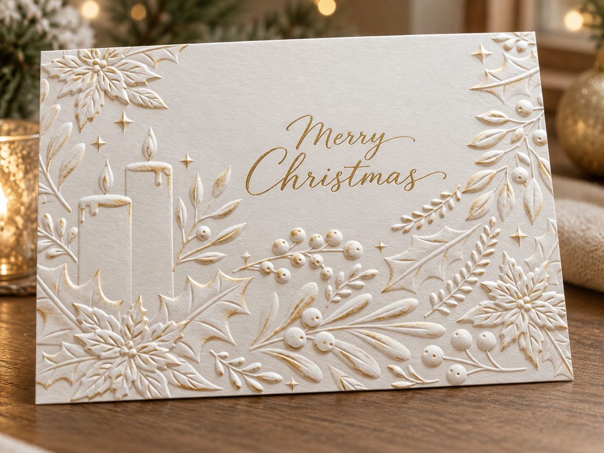 Christmas Candle Embossing Folder with Poinsettia Holly and Berries for Holiday Card Making Scrapbooking
