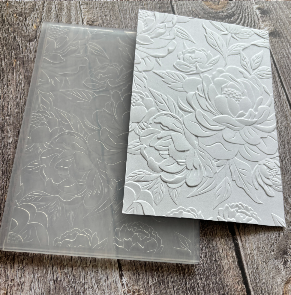 Peony Flower Embossing Folder for Floral Cards and Wedding Scrapbooking