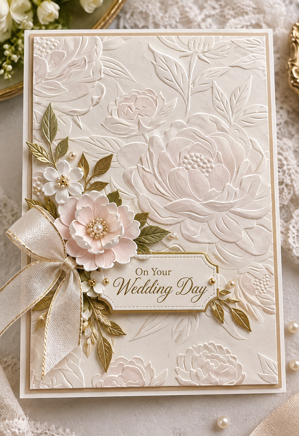 Peony Flower Embossing Folder for Floral Cards and Wedding Scrapbooking