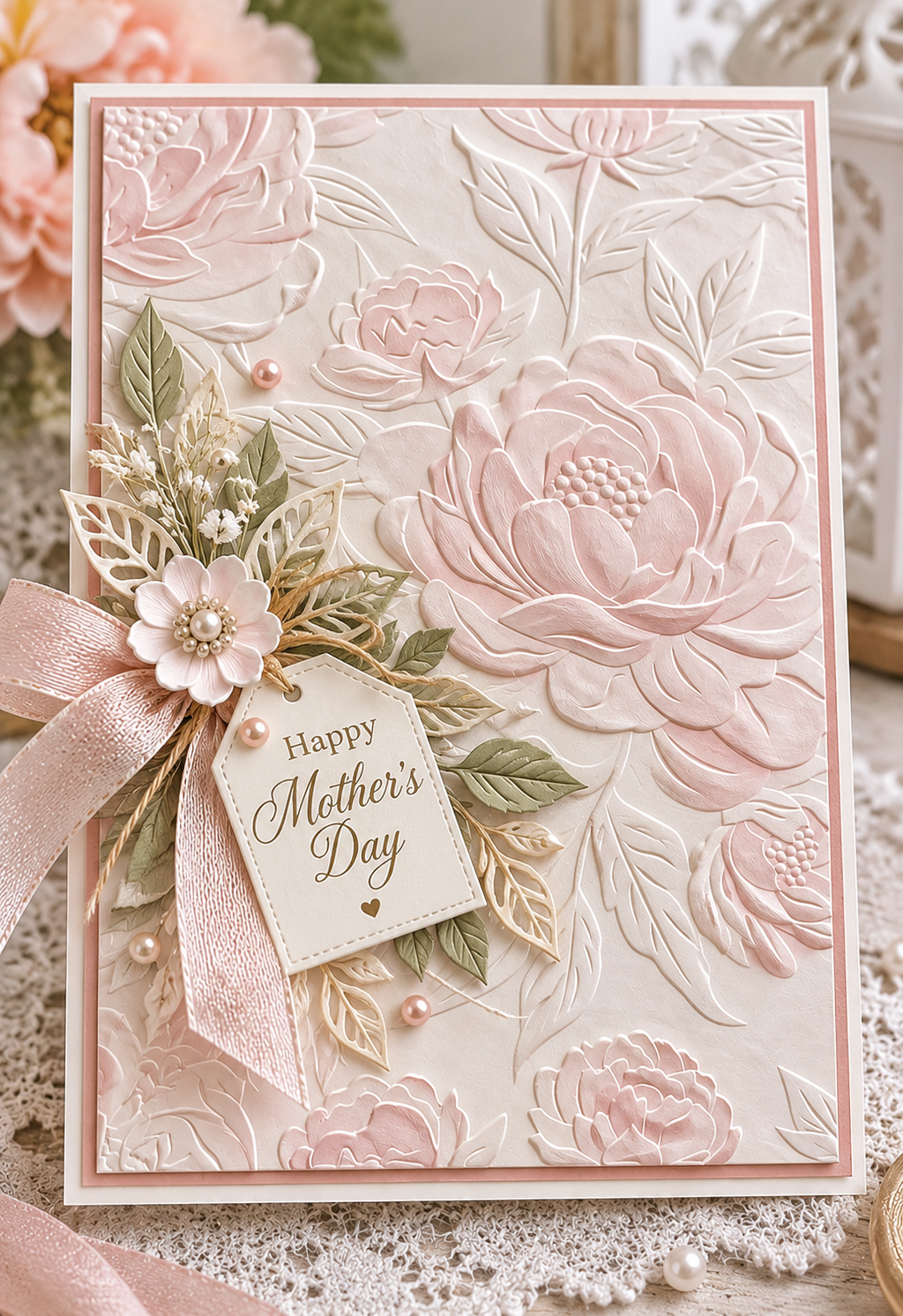 Peony Flower Embossing Folder for Floral Cards and Wedding Scrapbooking