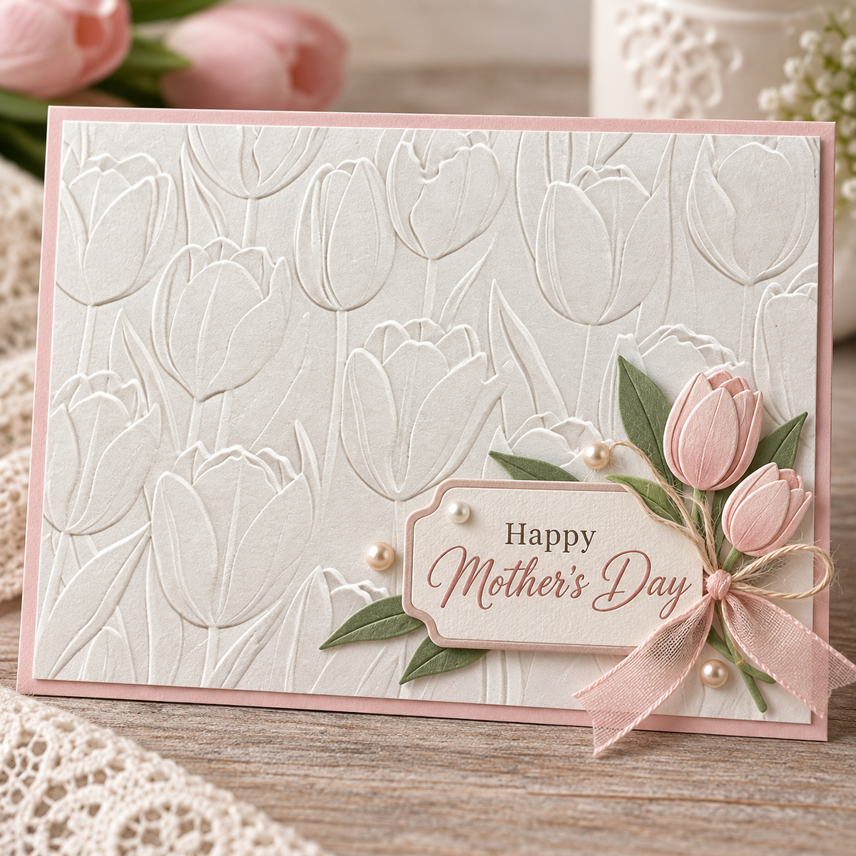 Tulip Flower Embossing Folder for Spring Cards and Floral Scrapbooking
